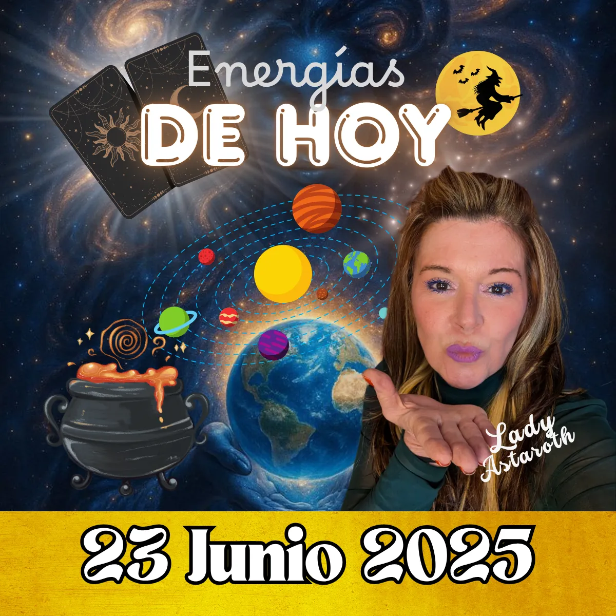 Energías del día 23 de junio 2025 – tarot El Diablo, Luna en Géminis sin luz y crónica simbólica por Lady Astaroth