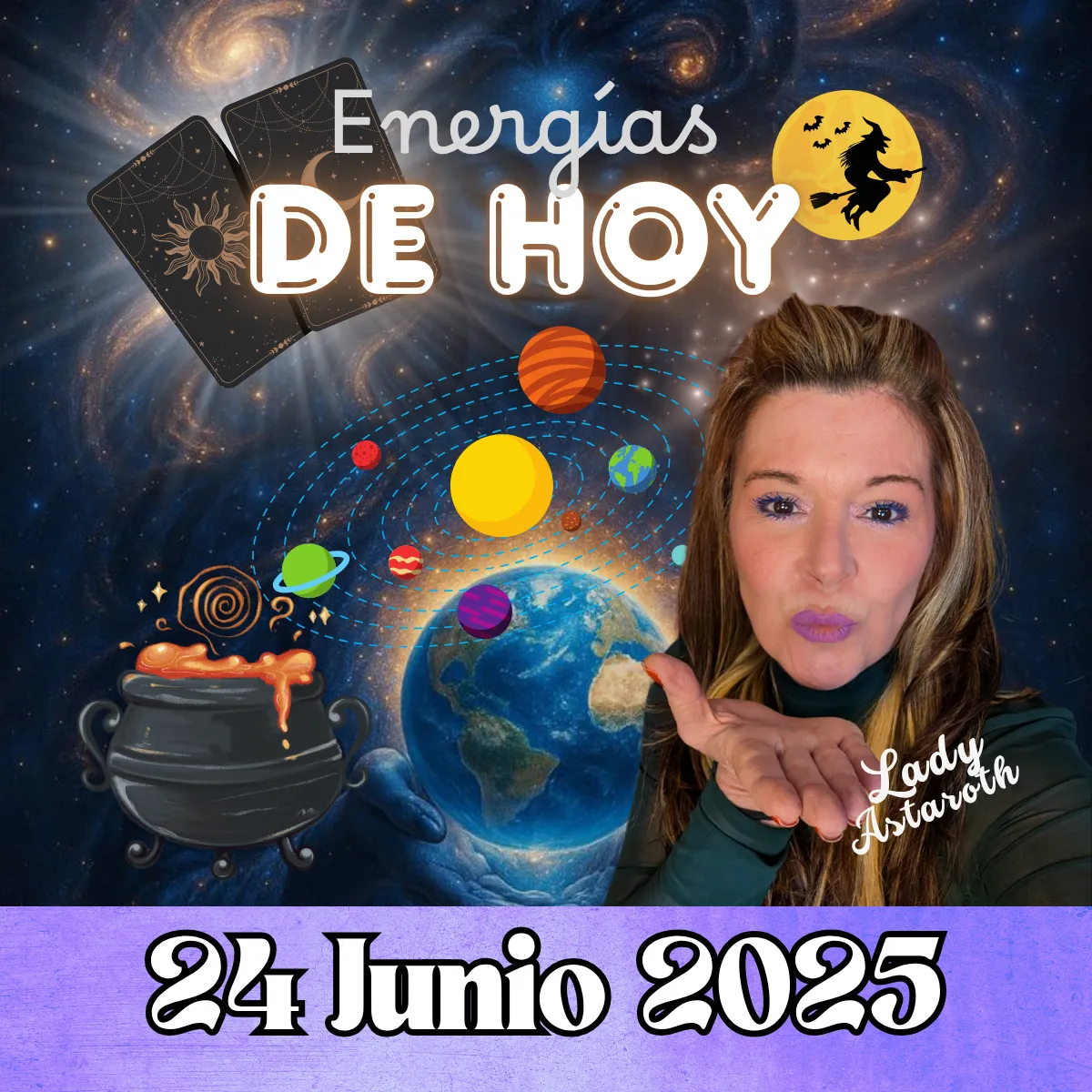 Energías de Hoy 24 de junio 2025 – Luna en Géminis casi nueva, carta de La Luna y crónica simbólica por Lady Astaroth