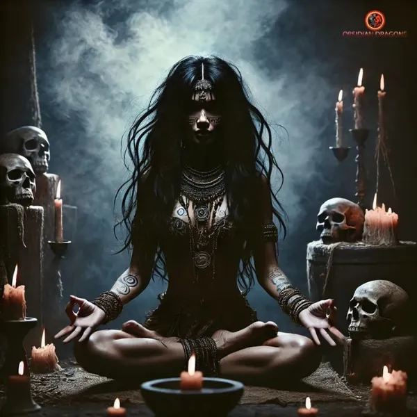 Hécate como arquetipo de sabiduría nocturna y poder ritual. Señora de los tres caminos, protectora en encrucijadas simbólicas.