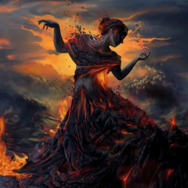 Retrato simbólico de Vesta, guardiana del fuego sagrado y del equilibrio interior. Imagen arquetípica con estética mística.