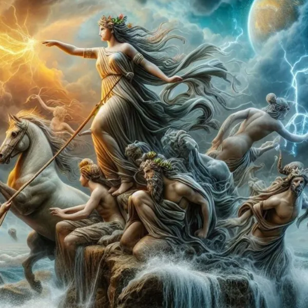 Mnemósine como arquetipo de la conciencia que recuerda, madre de las musas y guardiana del archivo simbólico universal.